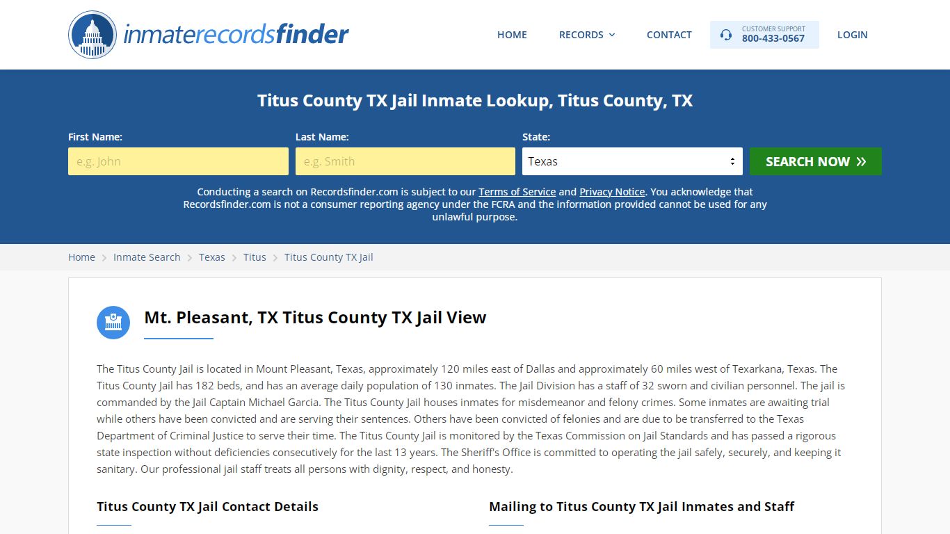 Titus County TX Jail Roster & Inmate Search, Titus County ...